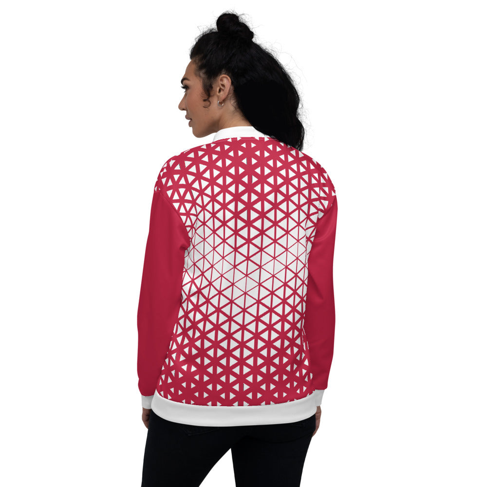 Cymaspace Red-White Unisex Bomber Jacket