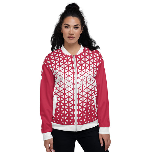 Cymaspace Red-White Unisex Bomber Jacket